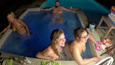Blonde MILFs Scarlett Gushes, Scarlett Venom & Deliah Grace Have Hot Orgy in Pool - porntry.com