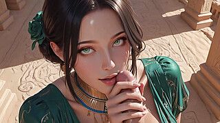 Emerald-eyed goddess is pounded among dunes while thick cum coats her pretty royal face - ah-me.com