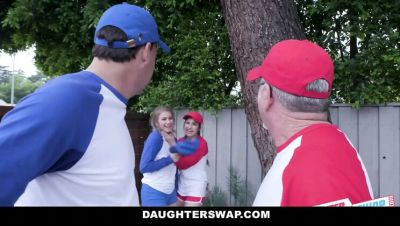 Eric John - April Snow - Jay Crew - Teen BFFs Get a Hot Softball Lesson from Dads - Young Cuties Share Big Cocks & Cum in Mouth - veryfreeporn.com - Britain