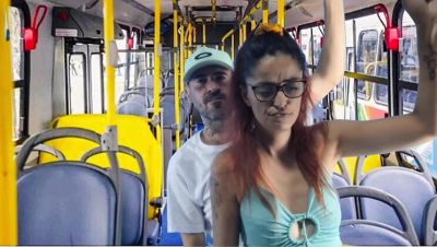 Public Transport Sex - Amateur Couple Fucking Doggy Style on Bus with Fanny Squirting - veryfreeporn.com - Brazil