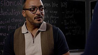 Busty TS gives teacher titjob for her grades - ah-me.com