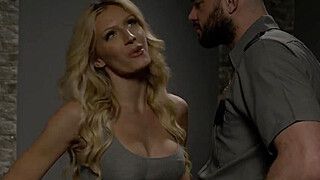 Horny jailofficer fucks the new busty TS inmate - ah-me.com