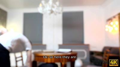 TUTOR4K. Teacher in stockings is penetrated very fast by student at home - hotmovs.com