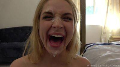 Blondie with big blobs answers questions during sex - Cumshot - xtits.com