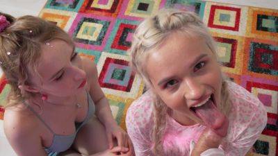 Teen and her bestie work the same dick in home POV FFM kinks - hellporno.com