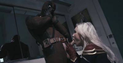 Deadpool tries hot blonde's tight holes after a generous BJ - alphaporno.com