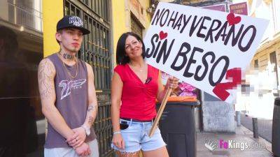 Sandra V - Picking Up Random Guys! Its Time For Kissing Sandra On The Street Again - videohdzog.com