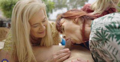 Busty old sluts work cock together in sunny group scenes - alphaporno.com