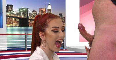 Redhead throats cock in CFNM perversions until the last drops on her lips - alphaporno.com