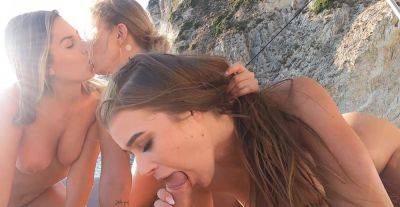 Four hot babes enjoy a passionate foursome on the boat - alphaporno.com