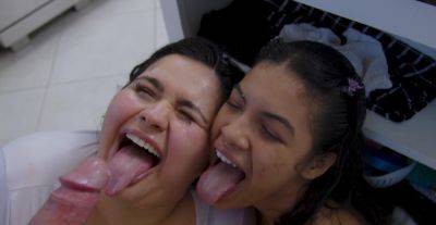 Maya Farrell - Maya Farrell and Karla Lane share a big cock in threesome - alphaporno.com