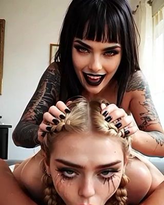 Face Fuck - AI-Generated Emo Babe Gives Intense Face Fuck POV While Her Girlfriend Watches - bigpornai.com