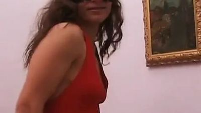 Masked Brunette MILF in Stockings Fingering Her Wet Pussy Solo - porntry.com