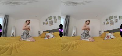 Blond bombshell Mila teases in a miniskirt as she pleasures her shaven pearl with fingers - alphaporno.com