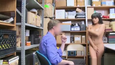 Young Asian woman in off-shoulder top meets man in blue shirt in cluttered storage room - yesvids.com - Iran