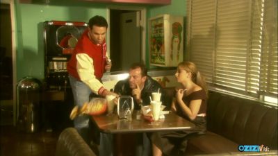 Dark-haired woman in stockings and heels takes on multiple men during her shift - yesvids.com