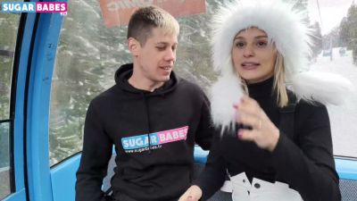 Blonde with small tits rides and oral pleasures on a public blue bus - yesvids.com - Greece