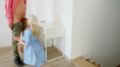 Blonde doctor in blue scrubs takes it deep during a clinical encounter - yesvids.com