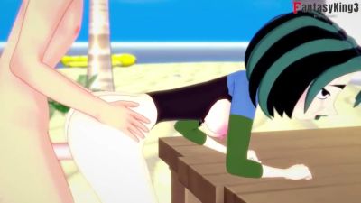 Green-haired gothic babe takes it rough on the beach in animated fantasy - yesvids.com - Canada