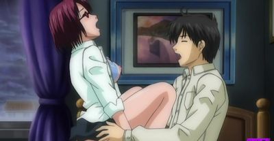Uniformed cutie gives blowjobs while fingerbanging in a naughty anime scene - alphaporno.com