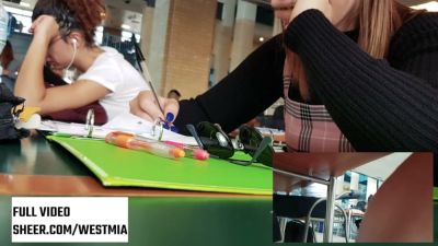 She tests her Bluetooth vibrator in a public space while monitored on screen - yesvids.com