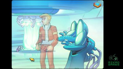 Curvy blonde doctor navigates a surreal cartoon spaceship hospital - yesvids.com