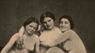 Three hairy lesbians in vintage poses share intimate moments in sepia tones - yesvids.com