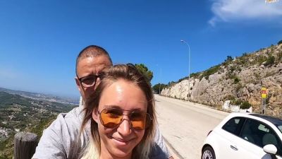 Blonde neighbor seduces him on the balcony in torn yoga pants - yesvids.com