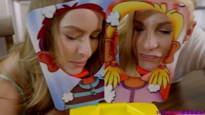 Blonde stepsisters share a man in a steamy POV family encounter - yesvids.com