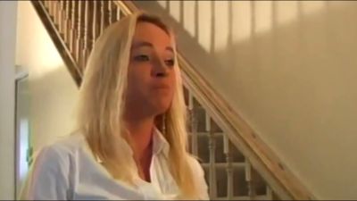 Blonde teacher and student lock eyes before a firm office spanking - yesvids.com