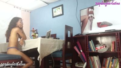Skinny Latina sister in purple lingerie watches porn with stepbrother before rough sex - yesvids.com