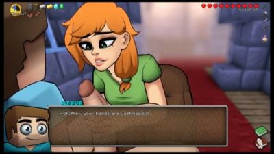 Hentai-styled femdom performs a striptease in a Minecraft parody game world - yesvids.com