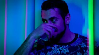 Blonde with hoop earrings deep throats at bathroom party hookup - yesvids.com