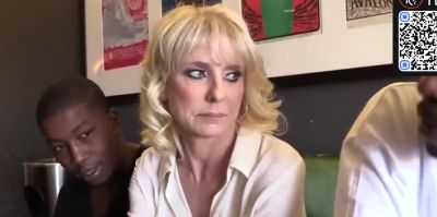 Busty blond milf with piercings gets plowed by dark-hued guys in this old school gangbang - ah-me.com