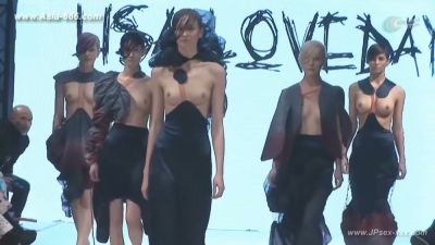 Blonde models strut the runway in sheer lingerie at a bold public fashion show - yesvids.com