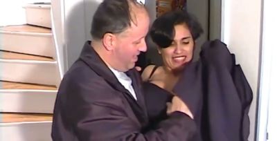 French couple passion heats up in taxi and stairwell with lingerie and facials - yesvids.com - France