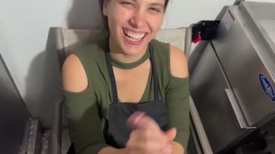 Amateur brunette gives intense oral in office, kitchen and on public transit - yesvids.com
