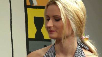 Blonde locks tangled in the cushions as the couple sinks into the couch - yesvids.com