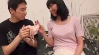 Young Japanese couple shares intimate lingerie moments in a sunlit garden - yesvids.com - Japan