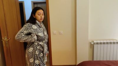 Young woman spends the night with friend's mom's guest in a private bedroom encounter - yesvids.com