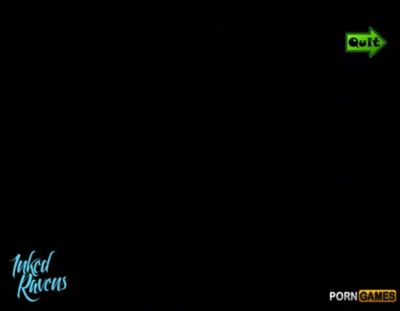 Tattooed blonde rides a tattooed man in a dim cartoon bar - yesvids.com