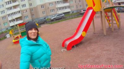 Brunette takes cumshot in POV after urban encounter - yesvids.com