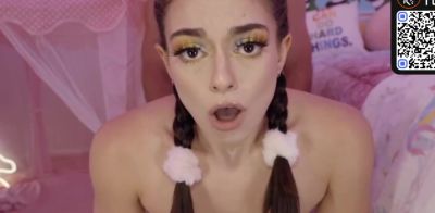 Curvy dark-haired teenager with ponytails displays off her yam-sized ass and thick pecker energy while posing - ah-me.com