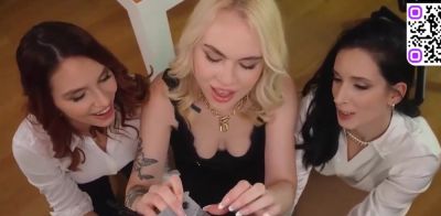 Busty honey likes 3some blowage and cumshot - ah-me.com