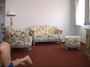 Pony girl lifted onto the floral sofa during a BDSM session - yesvids.com