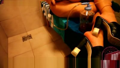 Amateur wife explores her enema fetish with milk and toys in the bathroom - yesvids.com