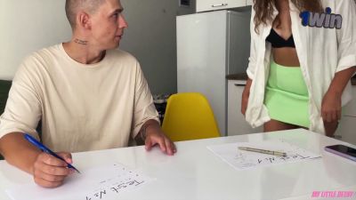 Student in glasses gets doggy style and facial after studying at home - yesvids.com