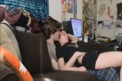 Young couple gets intimate on a lazy afternoon with big-titted brunette taking cumshot - yesvids.com
