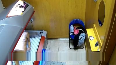 Someone masturbates alone in a public solarium caught on hidden camera - yesvids.com