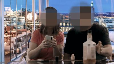 Brazilian-haired woman gives a spit-filled blowjob on a rooftop terrace - yesvids.com